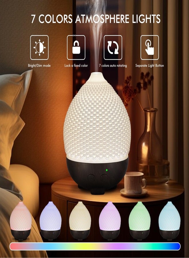 EQUSUPRO Essential Oils Diffuser Ceramic 250ml - Ultrasonic Aromatherapy Diffuser 3D Printing Dome, Cool Mist Air Freshener with 2 Mist Modes 7 Colors LED Lights, Auto Shut-Off Protection for Home Office Decor - Image 4